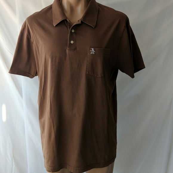 Penguin Classic Fit Brown Polo Shirt Sz 